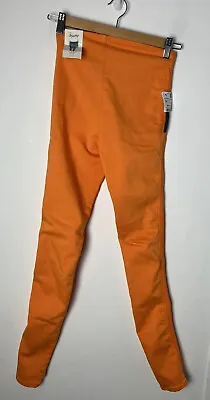Zara Denim Jeggings Orange Trousers Bright Stretch Casual Trousers UK6 B285 • £7.20