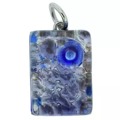 GlassOfVenice Murano Glass Venetian Reflections Rectangular Pendant - Periwinkle • $27.95