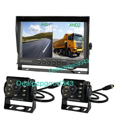 9  IPS Split SD DVR Monitor+ 2x 4Pin AHD 1080P Front Car Rear View Backup Camera • $123.98