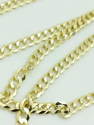 14K Solid Yellow Gold Cuban Link Chain Necklace 18   Men's Women Sizes • $179.99