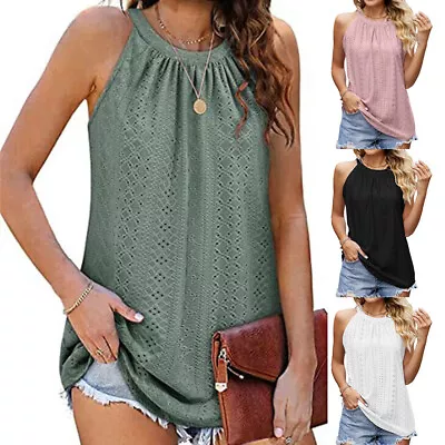 £4.63 • Buy Womens Summer Halter Loose Vest Tank Tops Blouse Ladies Holiday Sleeveless Shirt