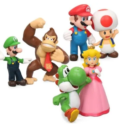 6Pcs/set Super Mario Bros PVC Action Figures Toys Kids Collectible Toy Gift UK • £6.95