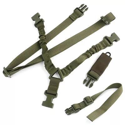 Single One Point Bungee Gun Rifle Sling W/ Shoulder Pad +HK Clip + Swivels Strap • $16.98