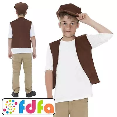 Smiffys Victorian Urchin Set Waistcoat Cap Kids Childs Fancy Dress • £10.39