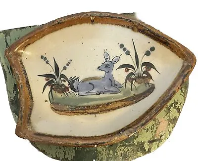 TONALA Pottery MEXICAN Platter Plate Mexico Deer Folk Art Pottery READ 9x6 1/2 • $12.95