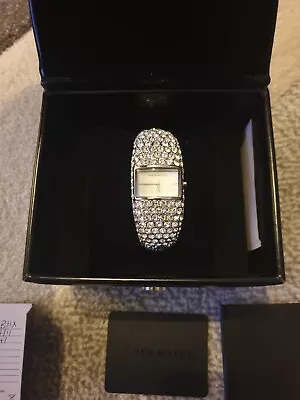 Karen Millen Bracelet Watch Water Resistant Rhinstone Diamante Needs New Battery • £49