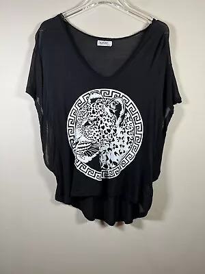 $39.90 • Buy Lauren Moshi Leopard Top Womens Extra Small Semi Sheer Beach Cover Up Tee