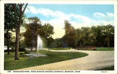Brookside Park Meriden Connecticut CT Near Bunker Ave Entrance ~ 1930s • $1.99