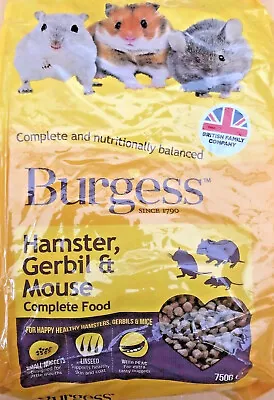 750g BURGESS HAMSTER GERBIL & MOUSE : Complete Small Animal Pellets Food Bp Meal • £10.99