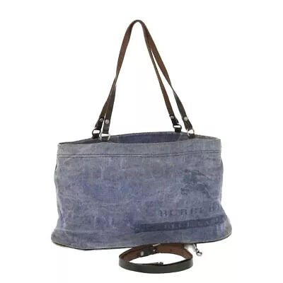 BURBERRY Blue Label Shoulder Bag Canvas 2way Blue Auth Bs7649 • $157.40