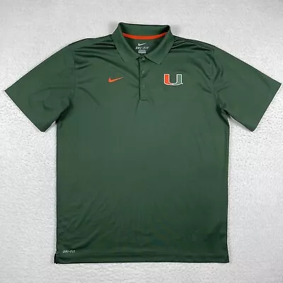 Miami Hurricanes Polo Shirt Mens XL Green Nike Dri Fit NCAA Football The U Canes • $14