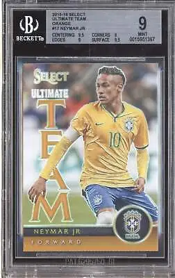 $149 • Buy Neymar Jr 2015-16 Panini Select Soccer 17 Ultimate Team Orange 37/149 BGS 9