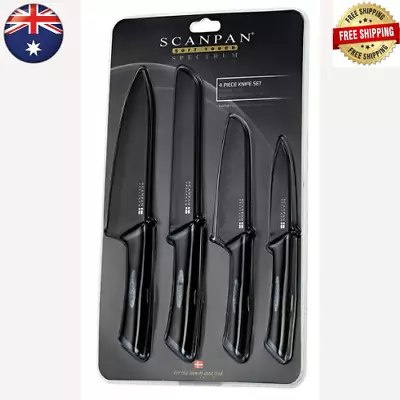 NEW Scanpan Spectrum 4 Piece Knife Set Black Grey Cooks Santoku Knife* • $39.49