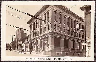 Mt. Pleasant PA RPPC 1930s - State Bank & Downtown Business District • $24.75