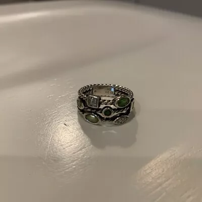 David Yurman Confetti Ring - 3 Row - Peridot Green Tourmaline And Diamond Pave • $400