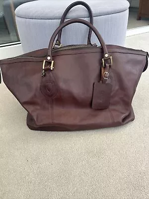 Barbour Brown Leather Medium Travel  Explorer Holdall Bag • £200