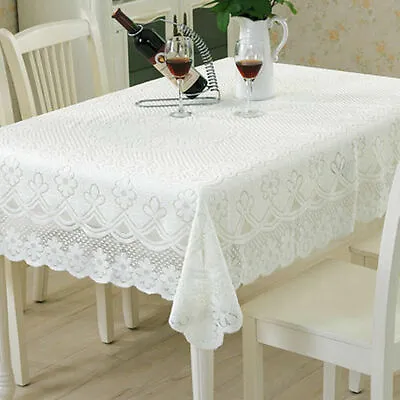 $9.03 • Buy White Vintage Lace Floral Tablecloth Rectangle Table Cloth Cover Doily Wedding