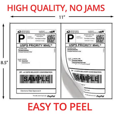 1000 Shipping Labels 8.5x5.5 Half Sheets Self Adhesive 2 Per Sheet • $36.99