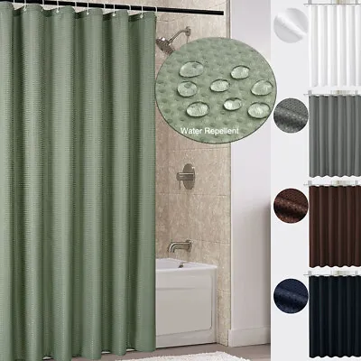 Soft Waffle Weave Shower Curtain Fabric Luxury Water Repellent Bathroom Cloth • £12.47