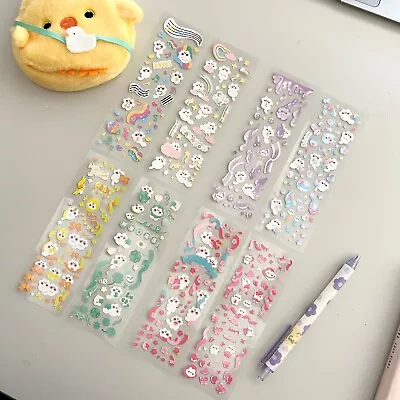 (2pc/All 8) Korean Style Polco Diary Holographic Cute Sticker Sheet White Kitty • $3.99