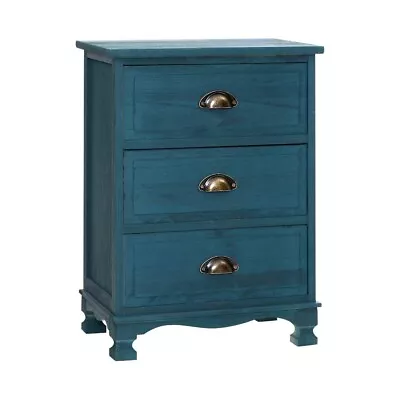 Artiss Bedside Tables 3 Drawers Side Table Cabinet Vintage Storage Dresser Blue • $99.49