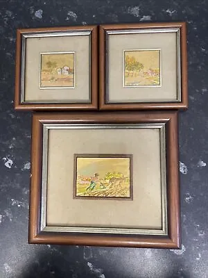 3 Paintings With Miniatures On Gold Leaves 22 KT Made In Italy - Vintage • £28.50