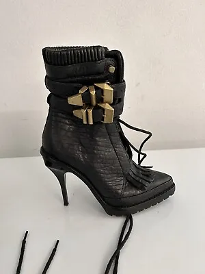 ALEXANDER WANG  Frankie Creeper  Lace Up Ankle Boots Black Size EU 35.5 Ladies • $87.50