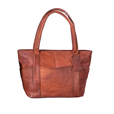 Genuine Leather Women's Tote Bag Shoulder Style Handmade Vintage College Purse • $56.99