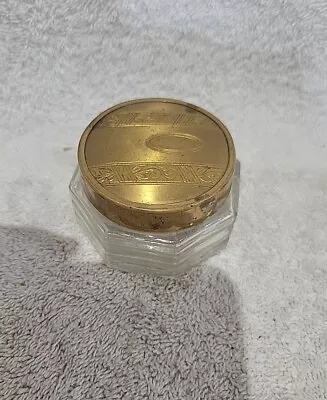 Vintage Powder/Cosmetic Jar -Clear Glass Container With Brass Lid • $8