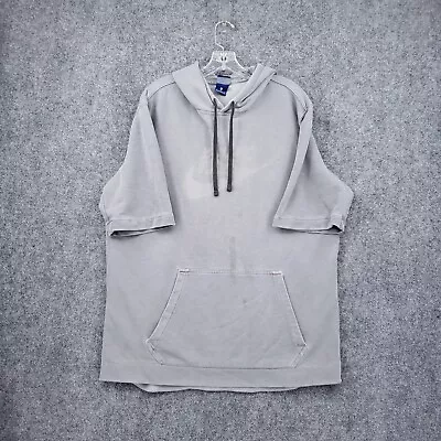 Nike Hoodie Mens XL Extra Large Gray Swoosh Short Sleeve Drawstring Pullover • $14.99
