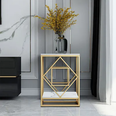 Side Table End Telephone Table W/ 2-Tier Marble Shelf Office Hallway Living Room • $65.91