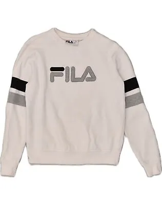 FILA Mens Graphic Sweatshirt Jumper Small White Cotton XO10 • £17.23