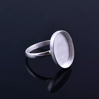925 Sterling Silver Oval Blank Bezel Cup Stone Setting Ring Supplies • $13