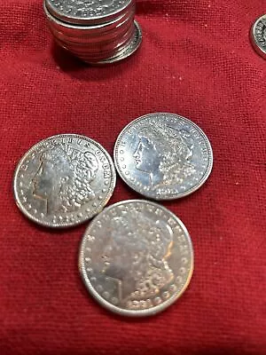 3-Lot 1921 Morgan 90% Silver Dollars 1 Ea.PDS Mints LightCir. Cleaned-Polished • $106.75