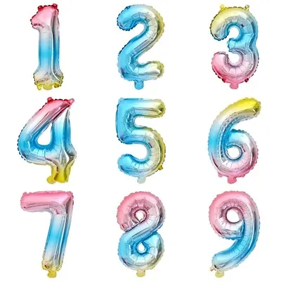 16  32  40  Inch Happy Birthday Foil Number Helium Balloons Pink Blue Black Gold • £2.15