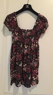 H&M Garden Collection Woman's Smocked Floral Cap Sleeve Top SZ XS • $19.99