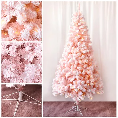 Pink Snow Flocked Christmas Tree Pre-Lit 7ft 210cm PVC 500 LEDs 1066 Tips • $548