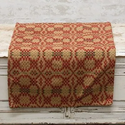 $11.95 • Buy New Primitive Colonial Christmas Coverlet RED GREEN LOVERS KNOT Table Runner 36 