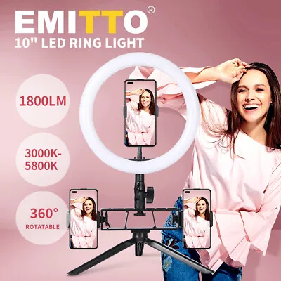 $26.99 • Buy LED Ring Light With Tripod Stand Phone Holder Dimmable Studio Photo Makeup Lamp