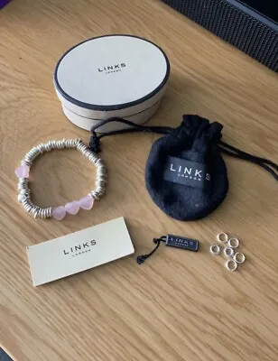 Links Of London Sweetie Bracelet With Rose Quartz Charms - Boxed • £95