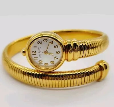 Joan Rivers Wrist Watch Snake Coil Wrap Gold Tone Bracelet Vintage New Battery • $80.99
