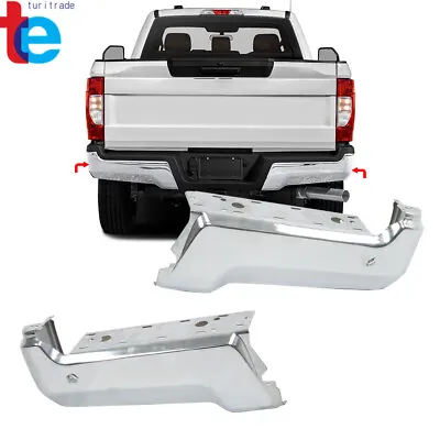 Chrome Rear RH/LH Bumper Face Bar Ends For 17-22 Ford F250 F350 W/ Sensors Holes • $226.43