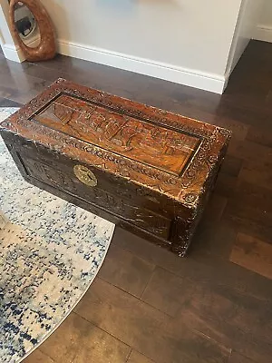 Antique Chinese Camphor Wood Storage Trunk / Chest Used Vintage • £90