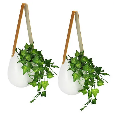 £13.99 • Buy Ceramic Hanging Wall Planters - Set Of 2 Large Indoor Outdoor Flower Pots | M&W