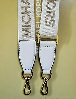 51x1.25” Michael Kors Gold Natural White Canvas Handbag Shoulder Crossbody Strap • $49.98