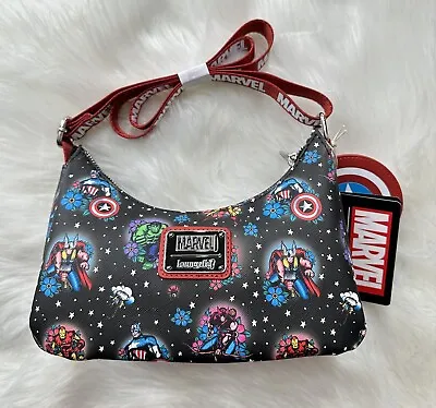 Loungefly Marvel Avengers Floral Tattoo Print Shoulder Crossbody Bag Purse • $59.49