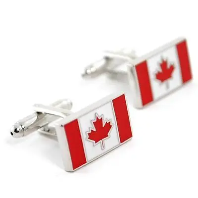 CANADA FLAG CUFFLINKS PAIR High Quality NEW W GIFT BAG World Canadian Maple Leaf • $11.95