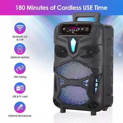 2024 HIFI Portable Bluetooth Speaker Wireless Heavy Bass Party System Mic/Remote • £22.79