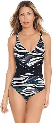 $186 - Amoressa By Miraclesuit Yukon Tigress Soft Cup One Piece Swimsuit SZ 6 • $58.99