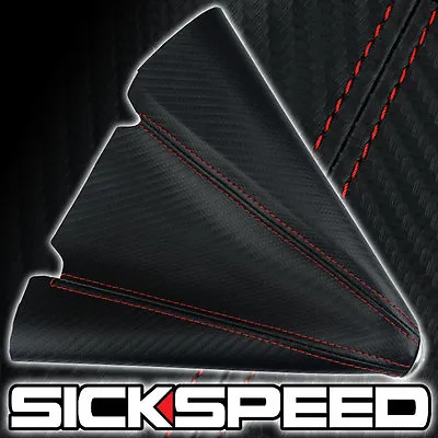 Carbon Fiber Look Red Stitch Black Shift Boot For Gear Cover Shifter E • $14.35